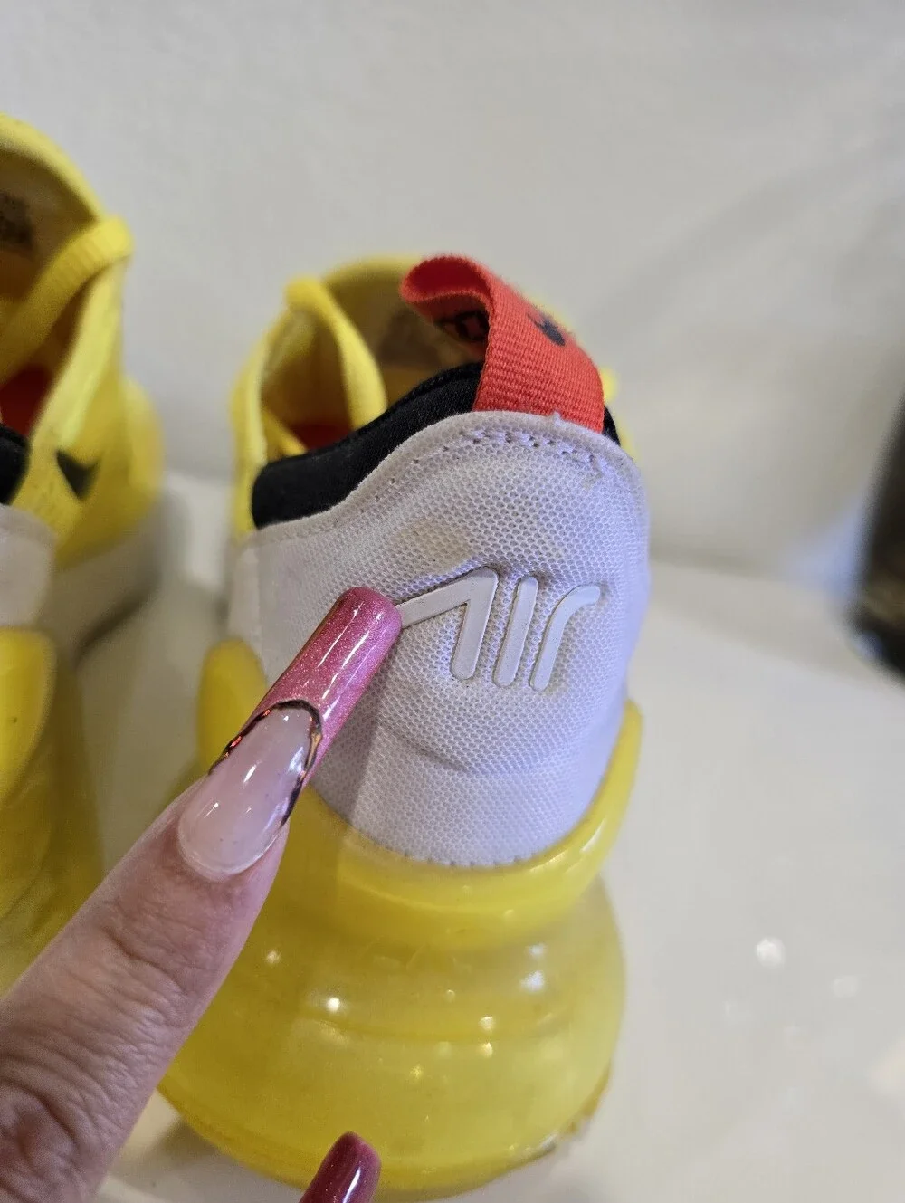 Nike Yellow Air270 Lightweight Sneakers with Red Pull Tabs